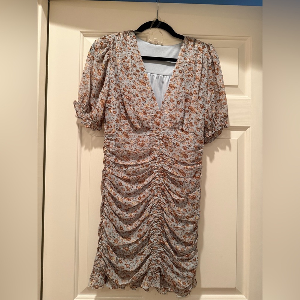 Entro Blue Floral Long Sleeve Dress
